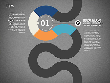 Pasos de cinta de colores Caja de herramientas, Diapositiva 14, 02362, Diagramas de la etapa — PoweredTemplate.com