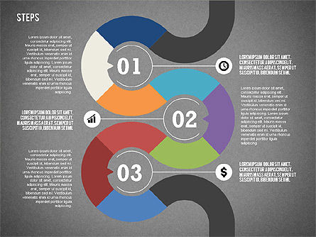 다채로운 테이프 단계 도구 상자, 슬라이드 16, 02362, 단계 도표 — PoweredTemplate.com