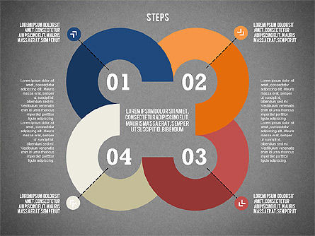 Boîte à outils d'étapes de ruban colorés, Diapositive 9, 02362, Schémas d'étapes — PoweredTemplate.com