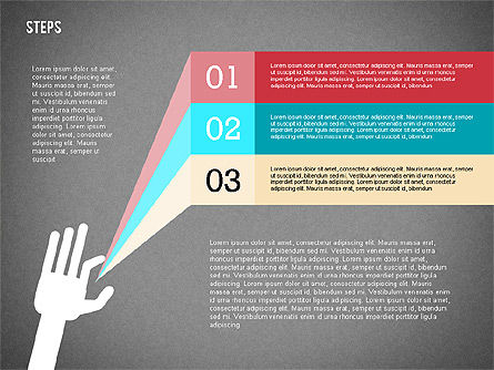 손으로 무대 다이어그램, 슬라이드 13, 02367, 단계 도표 — PoweredTemplate.com