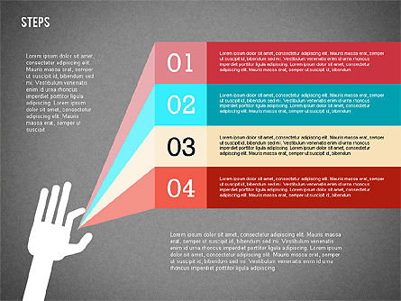 손으로 무대 다이어그램, 슬라이드 14, 02367, 단계 도표 — PoweredTemplate.com