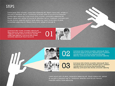 Schéma de scène avec main, Diapositive 16, 02367, Schémas d'étapes — PoweredTemplate.com