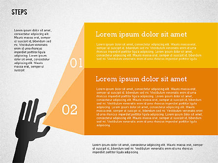 손으로 무대 다이어그램, 슬라이드 2, 02367, 단계 도표 — PoweredTemplate.com