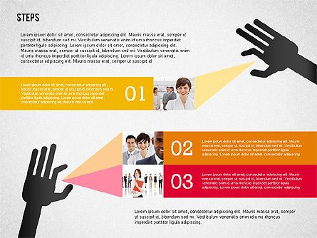 Schéma de scène avec main, Diapositive 8, 02367, Schémas d'étapes — PoweredTemplate.com