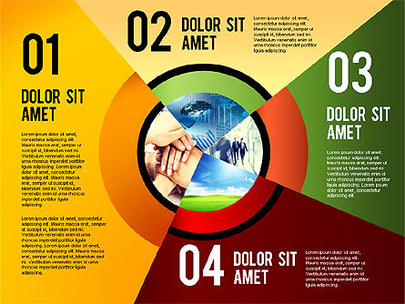라운드 플로우 단계, 슬라이드 4, 02371, 단계 도표 — PoweredTemplate.com