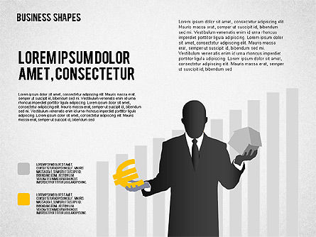 Data Driven Business Presentations with Shapes and Silhouettes, PowerPoint Template, 02403, Presentation Templates — PoweredTemplate.com
