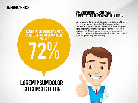 Infographics in plat ontwerp met karakter, PowerPoint-sjabloon, 02408, Infographics — PoweredTemplate.com