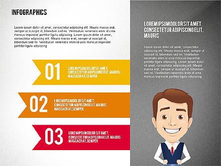 Infographie en design plat avec personnage, Diapositive 6, 02408, Infographies — PoweredTemplate.com