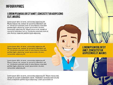 Infographie en design plat avec personnage, Diapositive 8, 02408, Infographies — PoweredTemplate.com