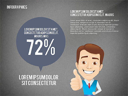 Infographie en design plat avec personnage, Diapositive 9, 02408, Infographies — PoweredTemplate.com