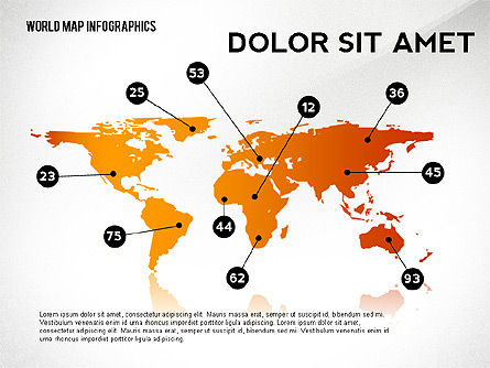 Mapa do mundo e infographics do globo, Modelo do PowerPoint, 02411, Infográficos — PoweredTemplate.com