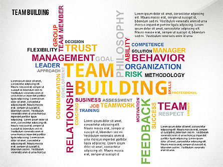 Nube de Palabra de Team Building, Plantilla de PowerPoint, 02413, Plantillas de presentación — PoweredTemplate.com