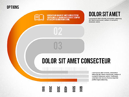 Curved Ribbon Options Shapes, PowerPoint Template, 02418, Stage Diagrams — PoweredTemplate.com