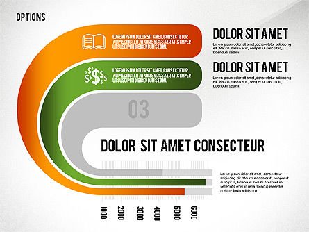 Curved Ribbon Options Shapes, Slide 2, 02418, Stage Diagrams — PoweredTemplate.com