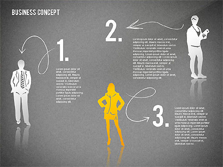 Business concept met silhouetten, Dia 13, 02424, Silhouetten — PoweredTemplate.com