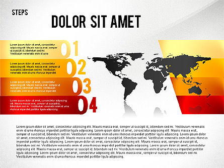 Diagramme étagé avec carte du monde, Diapositive 10, 02427, Schémas d'étapes — PoweredTemplate.com