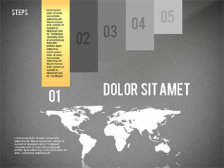 Diagramme étagé avec carte du monde, Diapositive 11, 02427, Schémas d'étapes — PoweredTemplate.com