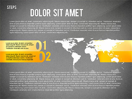 세계지도가 포함 된 단계별 다이어그램, 슬라이드 18, 02427, 단계 도표 — PoweredTemplate.com