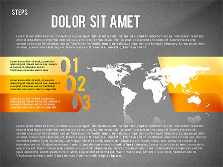 Diagramme étagé avec carte du monde, Diapositive 19, 02427, Schémas d'étapes — PoweredTemplate.com