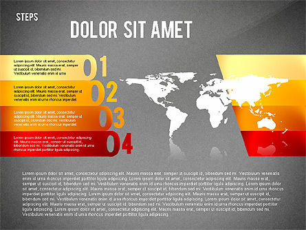 Diagramme étagé avec carte du monde, Diapositive 20, 02427, Schémas d'étapes — PoweredTemplate.com