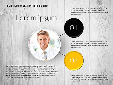 Data-driven gekleurde zakelijke presentatie, PowerPoint-sjabloon, 02437, Presentatie Templates — PoweredTemplate.com