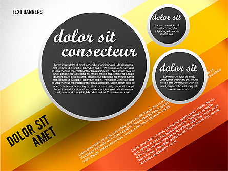 Gray Round Text Banners, Slide 3, 02441, Text Boxes — PoweredTemplate.com