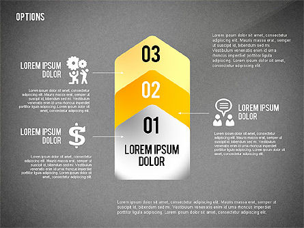 Geometrische Optionen Formen mit Icons, Folie 12, 02444, Schablonen — PoweredTemplate.com