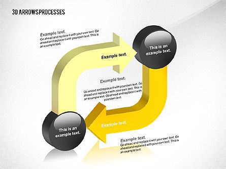 3d frecce processo strumenti, Modello PowerPoint, 02452, Diagrammi di Processo — PoweredTemplate.com