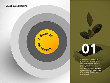 Del concepto de inicio al objetivo, Plantilla de PowerPoint, 02469, Diagramas de la etapa — PoweredTemplate.com