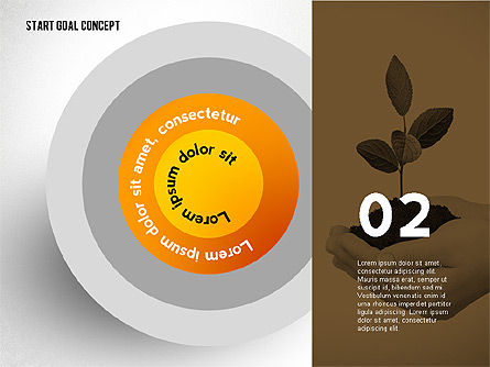 Du concept de début à objectif, Diapositive 2, 02469, Schémas d'étapes — PoweredTemplate.com