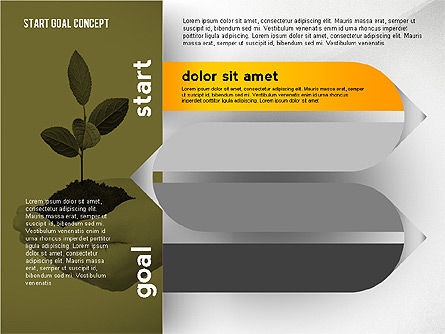 Du concept de début à objectif, Diapositive 5, 02469, Schémas d'étapes — PoweredTemplate.com