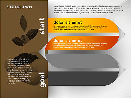 Du concept de début à objectif, Diapositive 6, 02469, Schémas d'étapes — PoweredTemplate.com