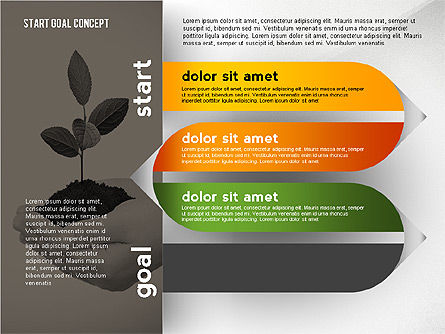 Du concept de début à objectif, Diapositive 7, 02469, Schémas d'étapes — PoweredTemplate.com