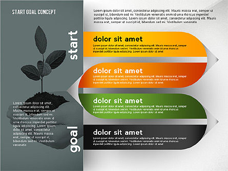 Du concept de début à objectif, Diapositive 8, 02469, Schémas d'étapes — PoweredTemplate.com