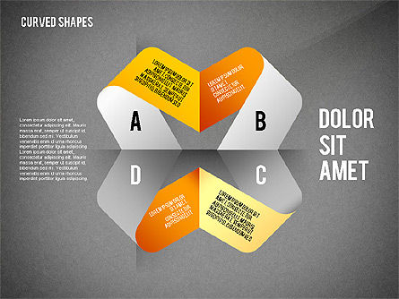 折り曲げられたリボン, スライド 12, 02481, 段階図 — PoweredTemplate.com