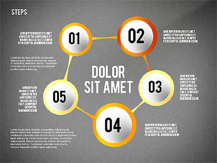 Collecte des diagrammes organisés, Diapositive 12, 02489, Schémas d'étapes — PoweredTemplate.com