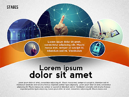 Geënsceneerde opties met foto's, PowerPoint-sjabloon, 02497, Stage diagrams — PoweredTemplate.com