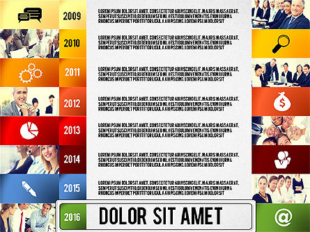 Informe de línea de tiempo con fotos e iconos, Diapositiva 8, 02501, Plantillas de presentación — PoweredTemplate.com