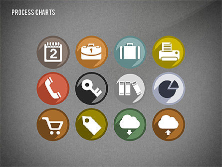 Processo con icone cassetta degli attrezzi, Slide 16, 02520, Diagrammi di Processo — PoweredTemplate.com