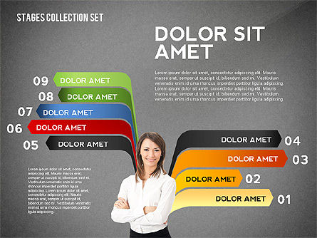 Fasi colorful concetto cassetta degli attrezzi, Slide 12, 02544, Diagrammi Palco — PoweredTemplate.com