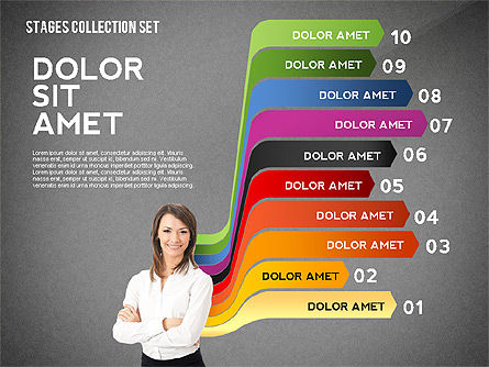 Fasi colorful concetto cassetta degli attrezzi, Slide 9, 02544, Diagrammi Palco — PoweredTemplate.com
