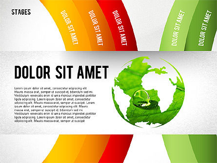 Etapes avec des photos liées à l'écologie, Modele PowerPoint, 02567, Schémas d'étapes — PoweredTemplate.com