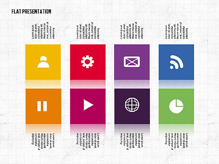 Caja de herramientas plana de presentación, Diapositiva 5, 02589, Iconos — PoweredTemplate.com