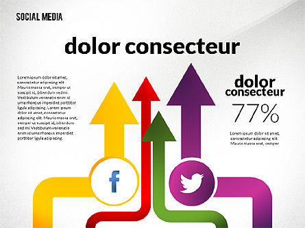 Plantilla de Infografía de medios sociales, Plantilla de PowerPoint, 02598, Infografías — PoweredTemplate.com
