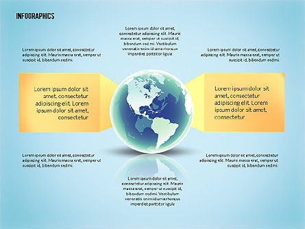 Informações globais, Modelo do PowerPoint, 02609, Diagramas de Etapas — PoweredTemplate.com