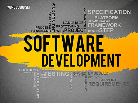 Software Development Word Cloud Presentation Template, Slide 9, 02611, Business Models — PoweredTemplate.com