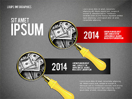 Infographics met loupe, Dia 15, 02613, Infographics — PoweredTemplate.com
