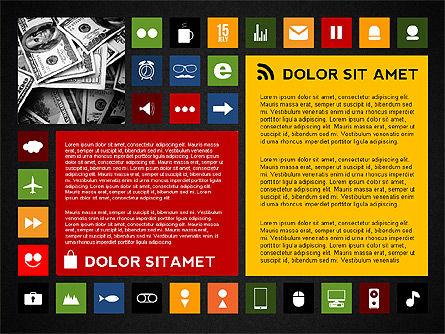 Presentazione colorata stile piatto con le icone, Slide 13, 02635, icone — PoweredTemplate.com