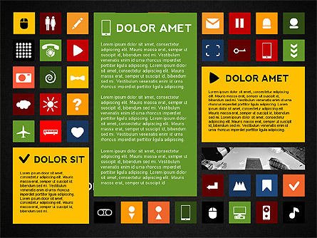 Presentazione colorata stile piatto con le icone, Slide 14, 02635, icone — PoweredTemplate.com