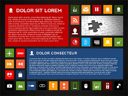 Presentación de estilo plano colorido con iconos, Diapositiva 15, 02635, Iconos — PoweredTemplate.com